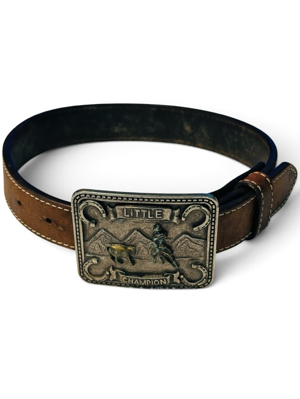 Little Champion Brown Leather boy's Belt with Western Buckle  / boys XS 17.5